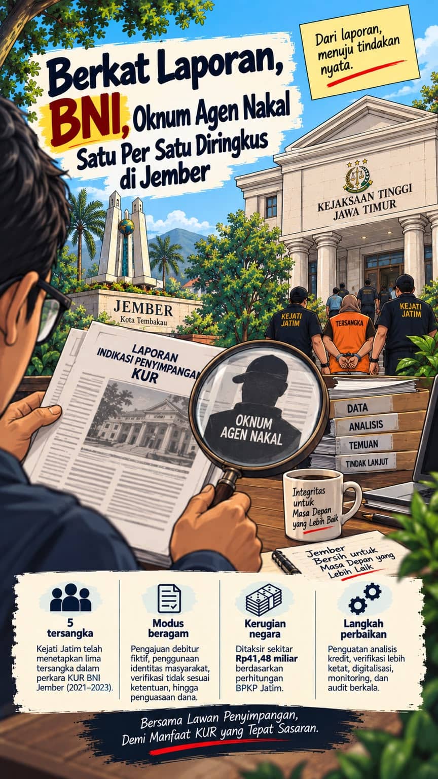 Laporan BNI, Kejati Jatim Tetapkan Tersangka Baru Kasus KUR BNI Jember, Total Jadi Lima Orang