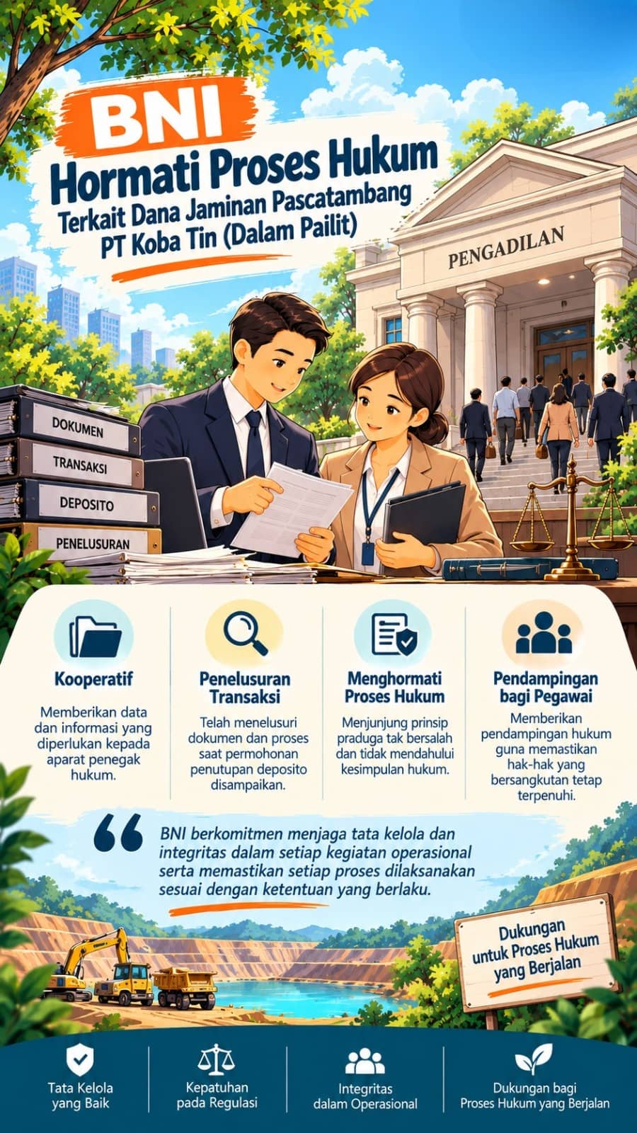 BNI Hormati Proses Hukum Terkait Dana Jaminan Pascatambang PT Koba Tin (Dalam Pailit)