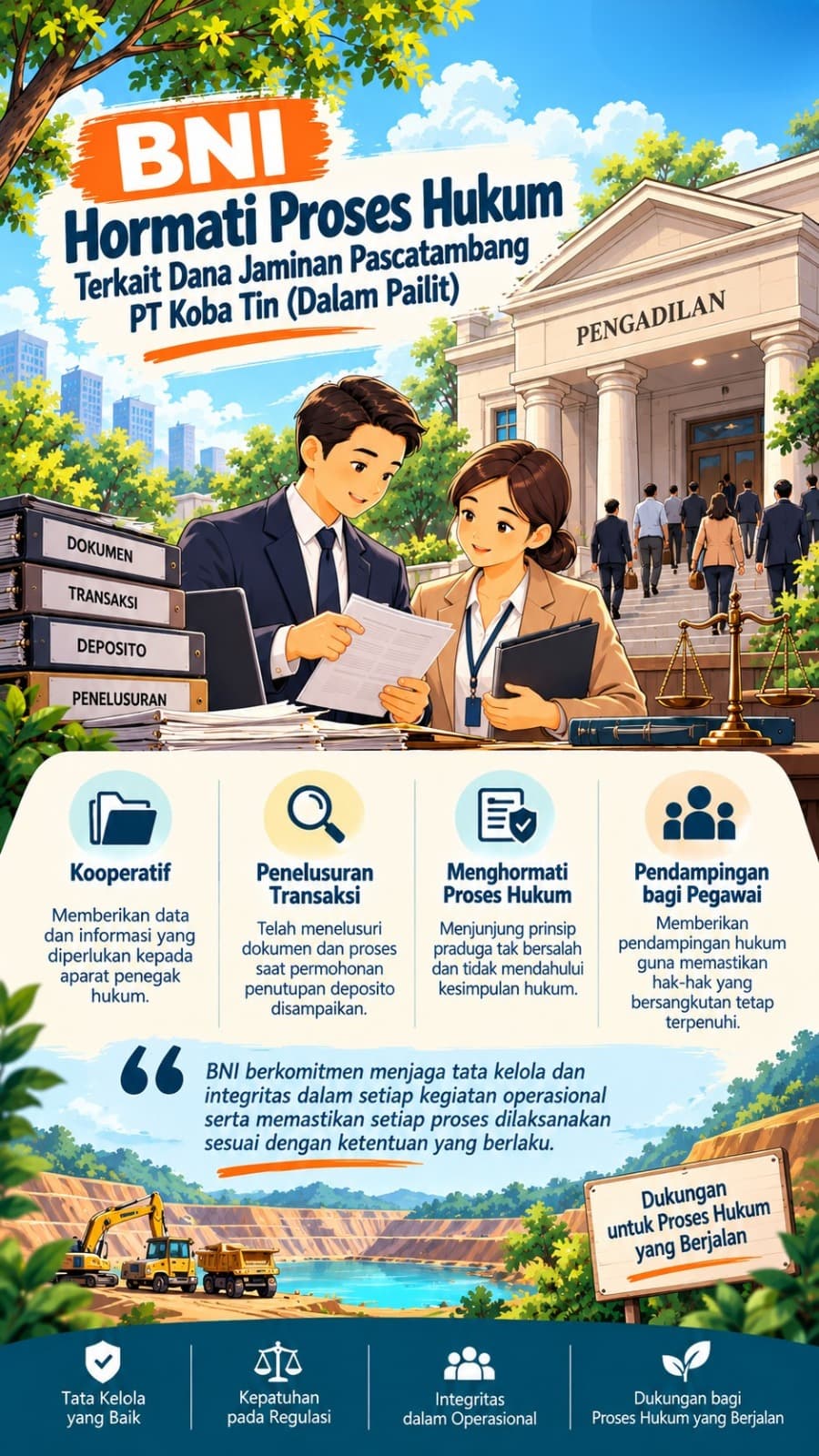 BNI Hormati Proses Hukum Terkait Dana Jaminan Pascatambang PT Koba Tin (Dalam Pailit)